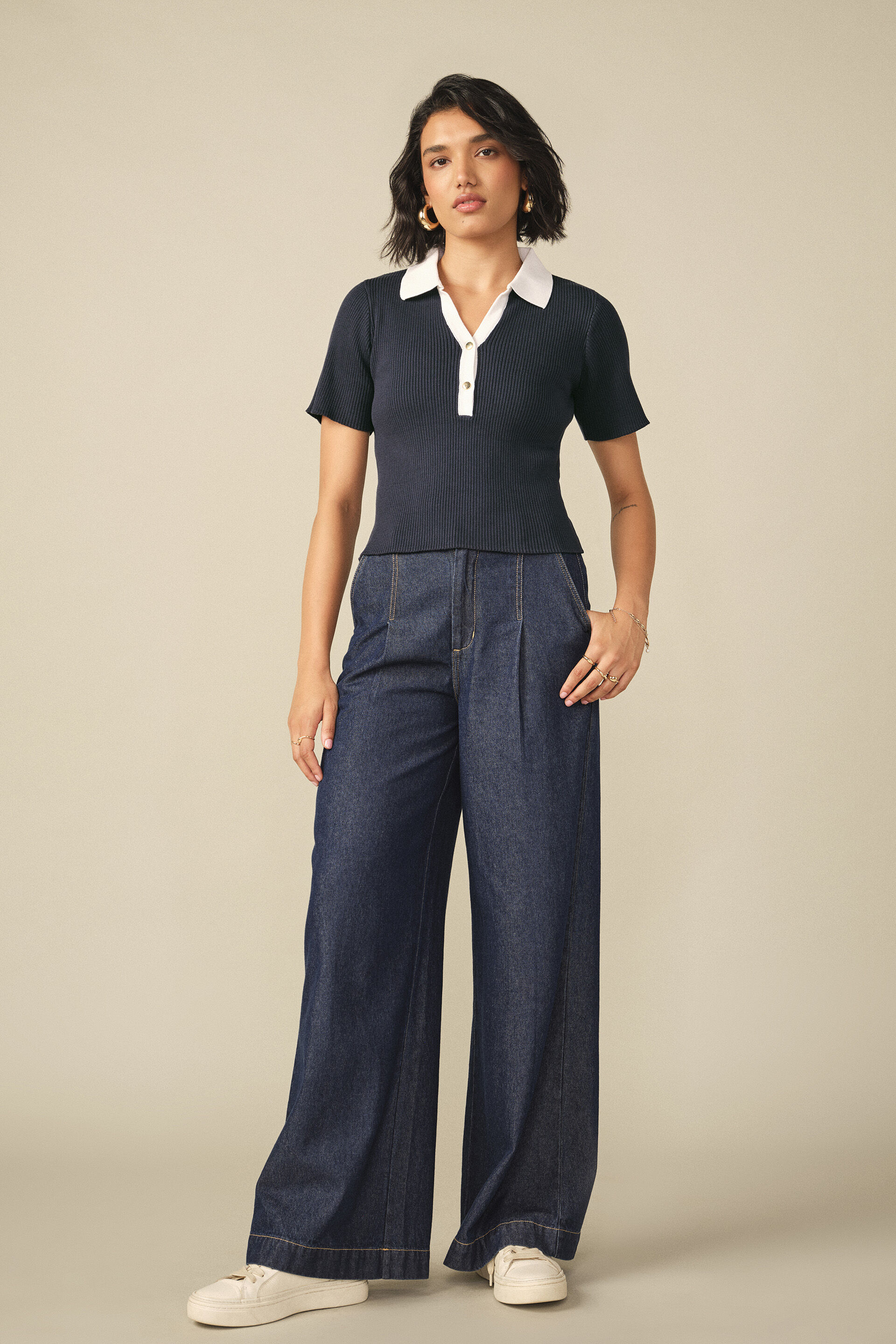 Collared T-shirt in Navy, Navy, image 2